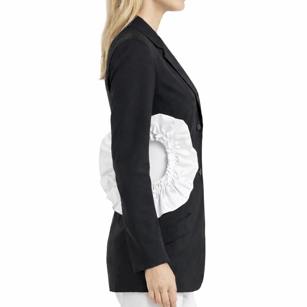 Black & White Ruffle Open Cut Out Side Jacket - Picture 14 of 14